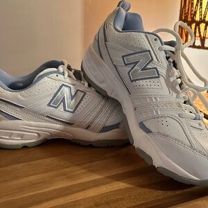 New Balance White and Light Blue Athletic Shoes